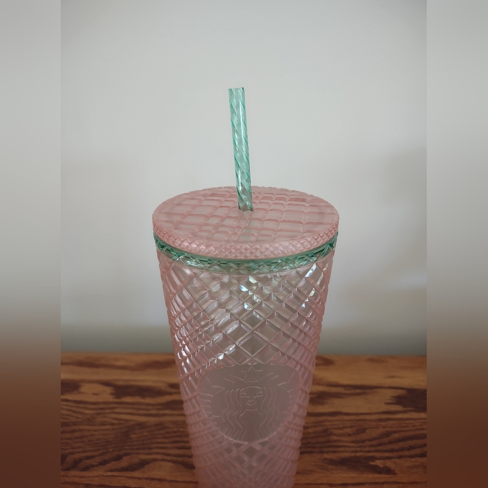 Starbucks Pink & Mint Iridescent Venti Tumbler with Mint Straw - Picture 3 of 3